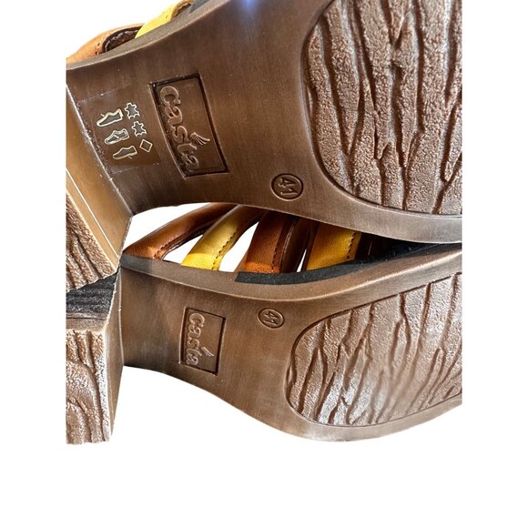 Sundance Casta Suns Path Sandal Womens 41 10.5 Block Heel Leather Multiple Strap - Picture 9 of 11